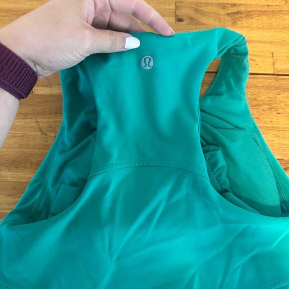Lululemon Wunder Train Racerback Tank Top High Neck Crop Kelly Green Size 4 - Picture 6 of 6